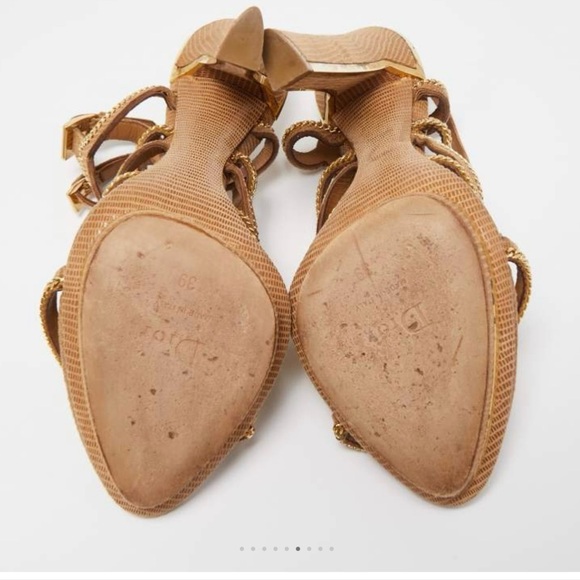 Dior Brown Lizard Embossed Suede Chain
Detail Ankle Strap Sandals - Picture 3 of 7